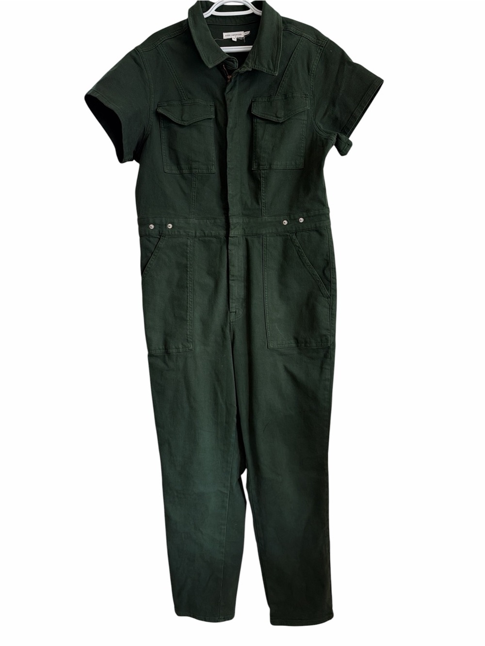 Good American Fit For Success Denim  Jumpsuit Dark Green Size 5